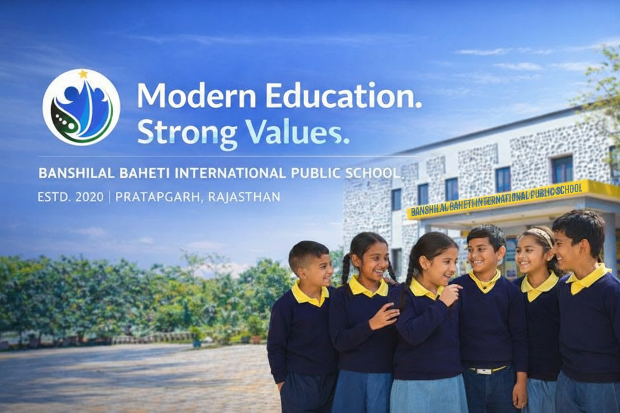 “Banshilal Baheti International Public School with modern classrooms and a holistic learning environment in Pratapgarh, Rajasthan.”